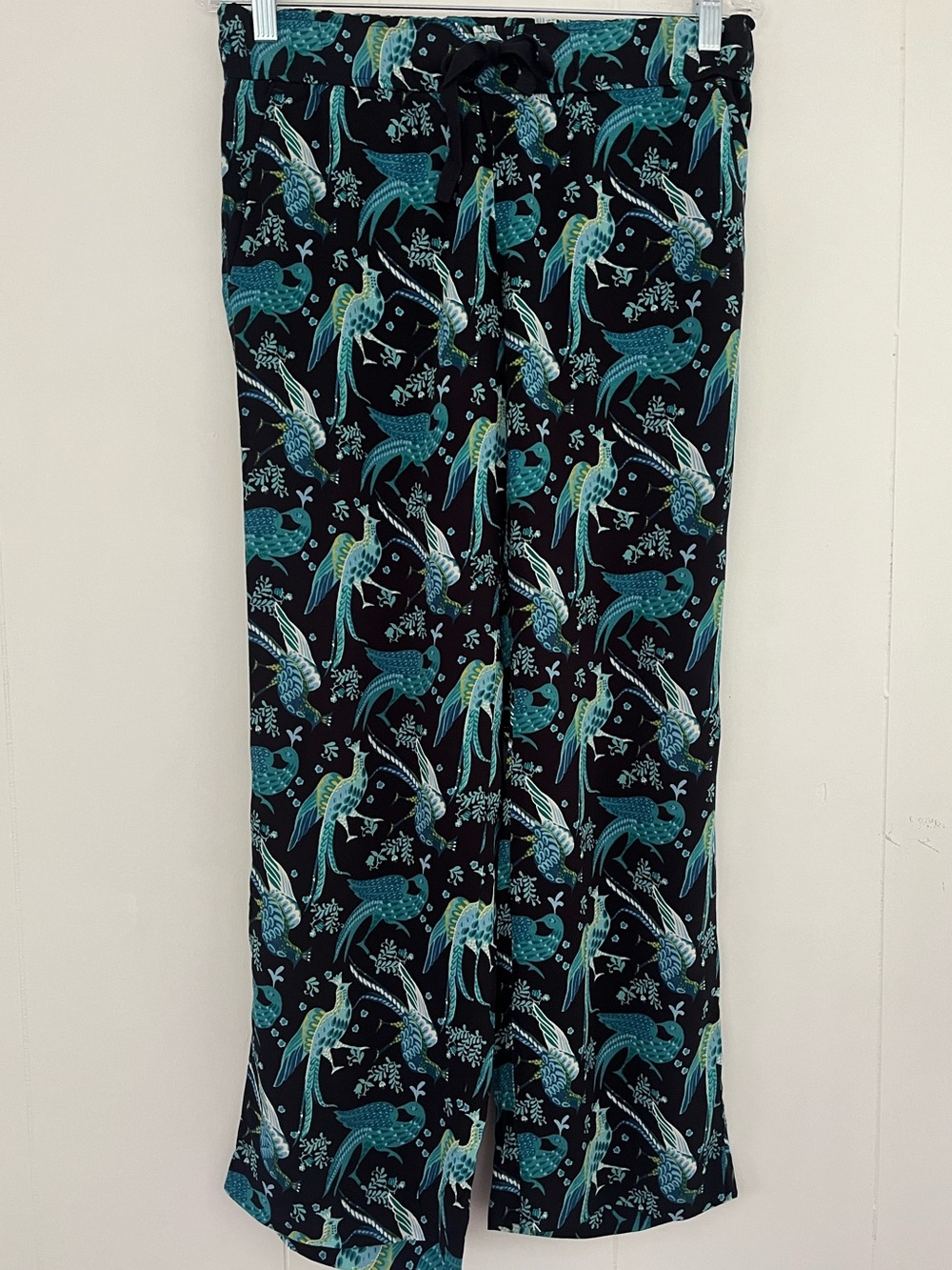 LOFT Ann Taylor Peacock Print Drawstring Pants Size 2